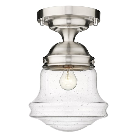 Z-Lite Vaughn 1 Light Flush Mount, Brushed Nickel And Clear Seedy 736F10-BN